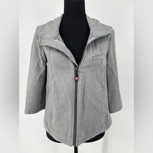 LULULEMON ATHLETICA FULL ZIP‎ GREY JACKET CASUAL BREATHABLE WAIST LENGTH
